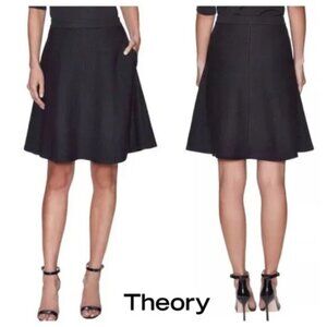Theory Diamond Textured Black Knit Circle Skirt M